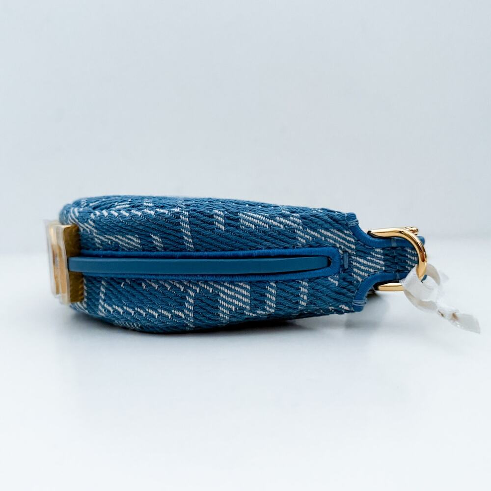 Fendi Nano Fendigraphy Mini Bag Woven Fabric Leather Blue Denim Effect - Picture 9 of 16